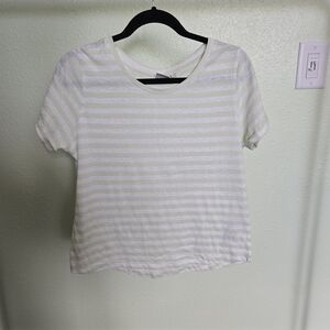 Striped White and Light Green Women's Tee